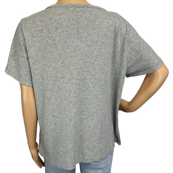 2/$15 J. Crew Eyelet Yoke Cotton Top Gray White Short Sleeve AO921 Size XL - Picture 5 of 8